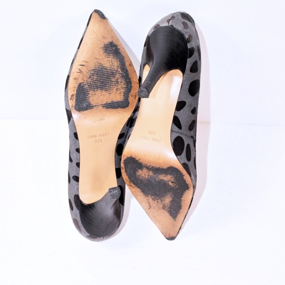 Nine West Black and Gray Cowhide Leopard Heels Size (5.5) - Picture 3 of 8
